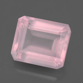 Quartzo rosa rosa natural 6,30ct, corte esmeralda, transparente