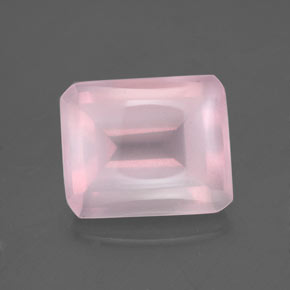 Quartzo rosa rosa natural 5,66ct, corte esmeralda, transparente
