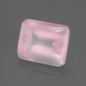 Quartzo rosa rosa natural 5,66ct, corte esmeralda, transparente