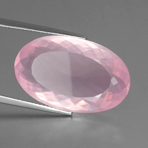 Quartzo rosa rosa natural 20,77ct, corte oval, transparente