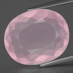 Quartzo rosa rosa natural 11,44ct, corte oval, transparente