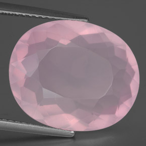 Quartzo rosa rosa natural 11,44ct, corte oval, transparente