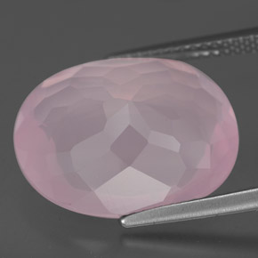 Quartzo rosa rosa natural 11,44ct, corte oval, transparente