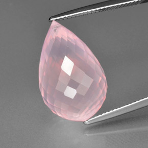 Quartzo Rosa Rosa Natural 20.94ct, Briolette, Transparente