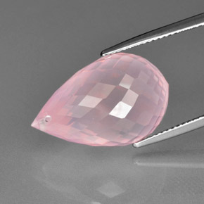 Quartzo Rosa Rosa Natural 20.94ct, Briolette, Transparente