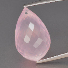 Quartzo rosa rosa natural 16,26ct, briolete, transparente