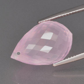Quartzo rosa rosa natural 16,26ct, briolete, transparente