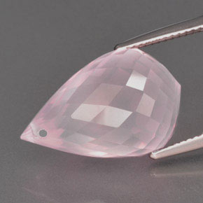Quartzo rosa rosa natural 16,94ct, briolete, transparente