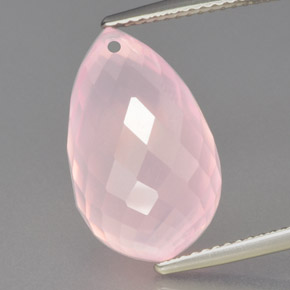 Quartzo rosa rosa natural 13,53ct, briolete, transparente