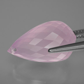 Quartzo rosa rosa natural 13,07ct, briolete, transparente
