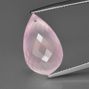 Quartzo rosa rosa natural 13,04ct, briolete, transparente