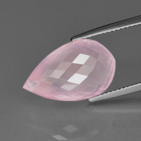 Quartzo rosa rosa natural 13,04ct, briolete, transparente