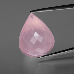 Quartzo rosa rosa natural 37,97ct, briolete, transparente