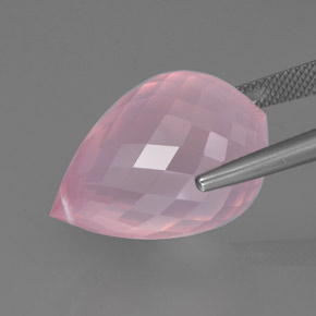 Quartzo rosa rosa natural 33,95ct, briolete, transparente