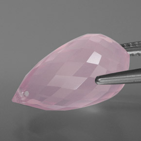 Quartzo rosa rosa natural 9,42ct, briolete, transparente