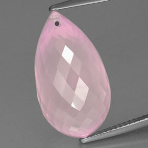 Quartzo rosa rosa natural 18,18ct, briolete, transparente