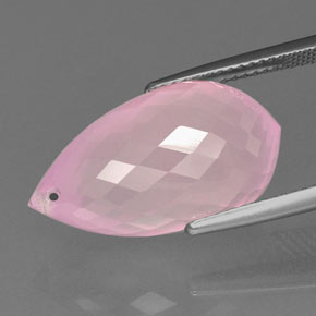 Quartzo rosa rosa natural 18,18ct, briolete, transparente