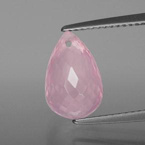 Quartzo rosa rosa natural 4,03ct, briolete, transparente