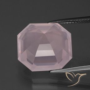 Quartzo Rosa rosa médio Natural 15.10ct, Corte Octógono / Esmeralda, Transparente