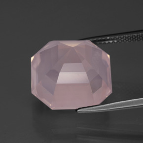 Quartzo rosa rosa natural 14,17ct, corte esmeralda, transparente
