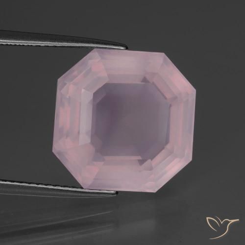 12.26ct Natural Luz rosa Quartzo Rosa, Corte Esmeralda, Transparente