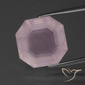 Quartzo Rosa Luz rosa Natural 12.26ct, Corte Octógono / Esmeralda, Transparente