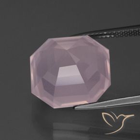 Quartzo Rosa Rosa chiclete Natural 13.89ct, Corte Octógono / Esmeralda, Transparente