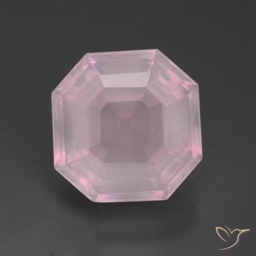 Quartzo rosa rosa natural 12,46ct, corte esmeralda, transparente