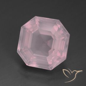 Quartzo rosa rosa natural 12,46ct, corte esmeralda, transparente