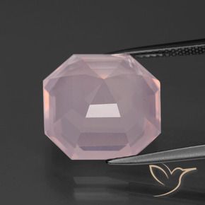 Quartzo rosa rosa natural 12,46ct, corte esmeralda, transparente