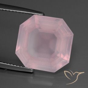 Quartzo Rosa Rosa chiclete Natural 10.29ct, Corte Octógono / Esmeralda, Transparente