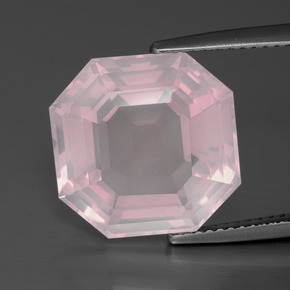 Quartzo rosa rosa natural 10,75ct, corte esmeralda, transparente