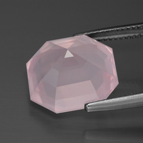 Quartzo rosa rosa natural 10,75ct, corte esmeralda, transparente