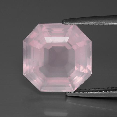 Quartzo rosa rosa natural 9,12ct, corte esmeralda, transparente