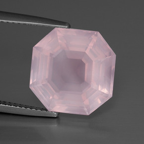 Quartzo rosa rosa natural 9,12ct, corte esmeralda, transparente
