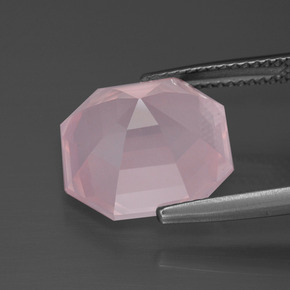 Quartzo rosa rosa natural 9,12ct, corte esmeralda, transparente