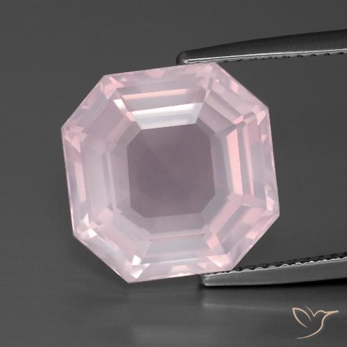 10.23ct Natural Luz rosa Quartzo Rosa, Corte Esmeralda, Transparente