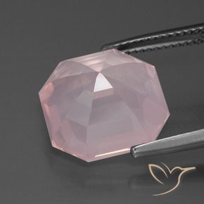 Quartzo Rosa Luz rosa Natural 10.23ct, Corte Octógono / Esmeralda, Transparente