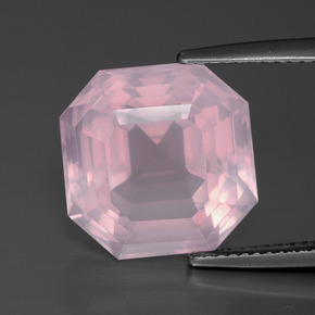 Quartzo rosa rosa natural 10,62ct, corte esmeralda, transparente