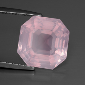 Quartzo rosa rosa natural 10,62ct, corte esmeralda, transparente