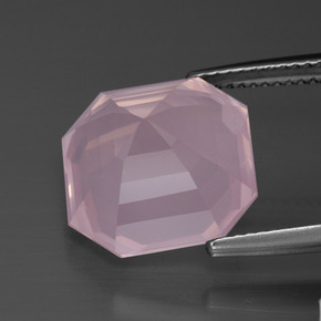 Quartzo rosa rosa natural 10,62ct, corte esmeralda, transparente