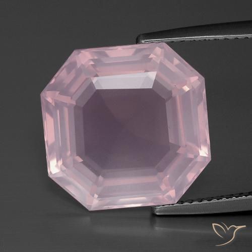 11.52ct Natural Rosa chiclete Quartzo Rosa, Corte Esmeralda, Transparente
