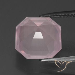 Quartzo Rosa Rosa chiclete Natural 6.46ct, Corte Octógono / Esmeralda, Transparente