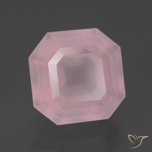Quartzo rosa rosa natural 7,24ct, corte esmeralda, transparente