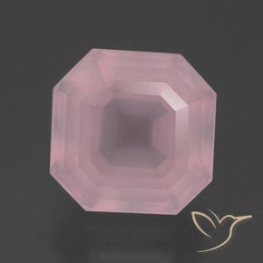 Quartzo rosa rosa natural 7,24ct, corte esmeralda, transparente