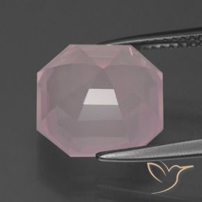 Quartzo Rosa rosa rosa médio Natural 6.76ct, Corte Octógono / Esmeralda, Transparente