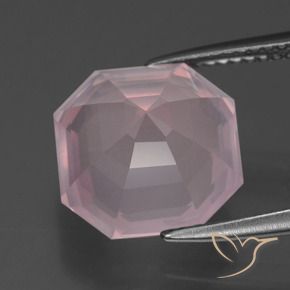 Quartzo Rosa Rosa Claro Rosa Natural 6.10ct, Corte Octógono / Esmeralda, Transparente