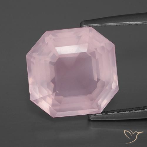 8.20ct Natural Rosa Claro Rosa Quartzo Rosa, Corte Esmeralda, Transparente