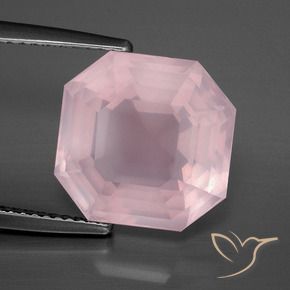 Quartzo Rosa Rosa Claro Rosa Natural 8.20ct, Corte Octógono / Esmeralda, Transparente