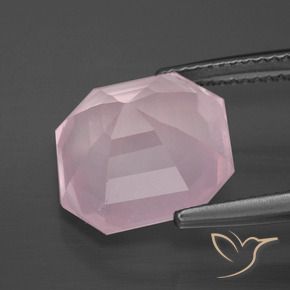 Quartzo Rosa Rosa Claro Rosa Natural 8.20ct, Corte Octógono / Esmeralda, Transparente